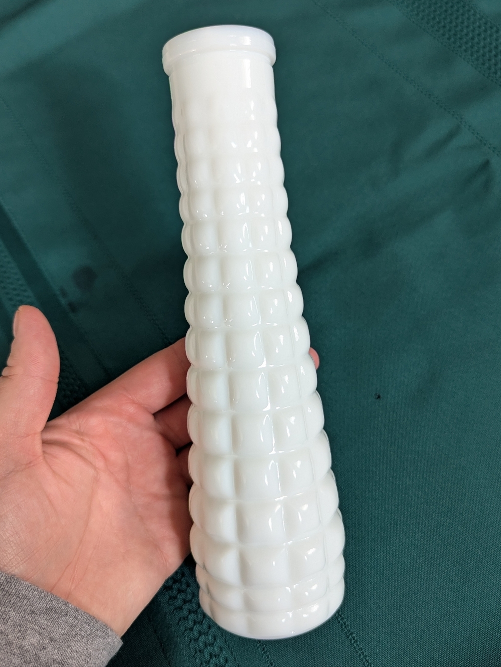 E.O. Brody and Co. Quilted Square Milk Glass Vase